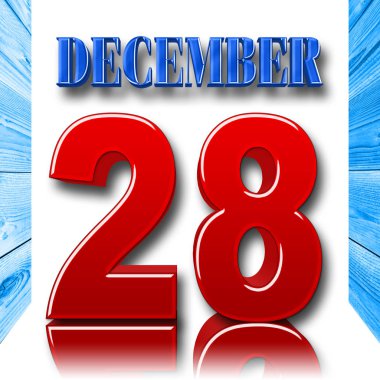 İllüstrasyon - kırmızı kalın 28 mavi kalın Aralık, 3d resim, beyaz arka plan stok.