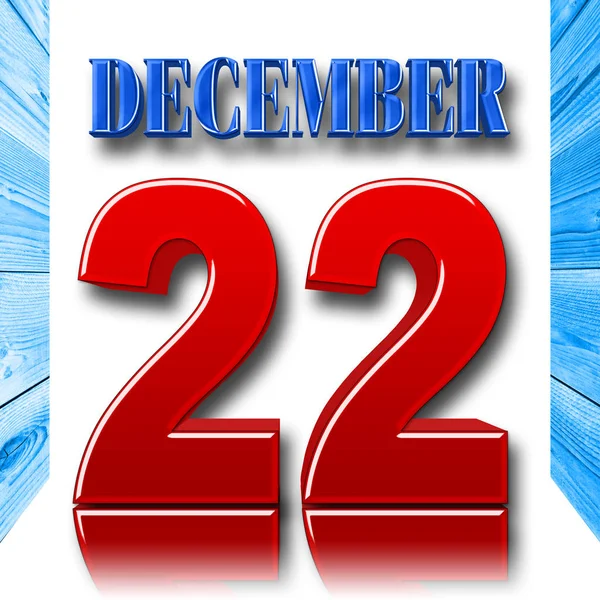 Aktienillustration - rot fett 22 blau fett Dezember, 3D-Illustration, weißer Hintergrund. — Stockfoto