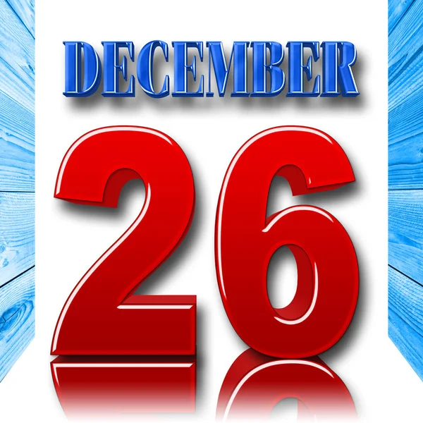 Απόθεμα εικονογράφηση - κόκκινα Bold 26 μπλε Bold Δεκεμβρίου, 3d απεικόνιση, λευκό φόντο. — Φωτογραφία Αρχείου