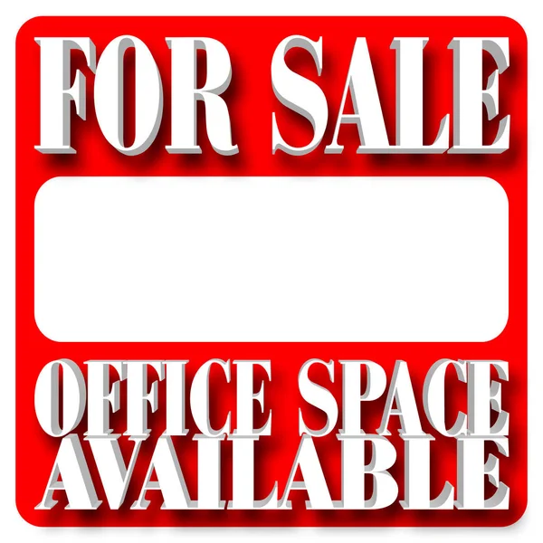 Stock Illustration - For Sale, Office Space Available, White Copy Space, 3D Illustration, Isolated Against the Red Background. — Stock Photo, Image