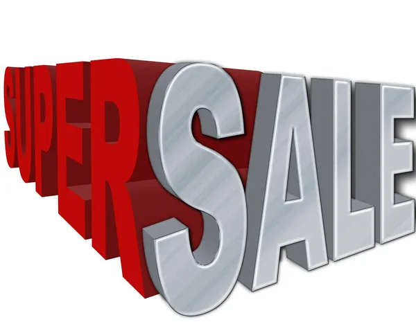 Stock Illustration - Super Sale Banner - Sign, Steel Sale, 3D Illustration, terisolasi dari White Background . — Stok Foto