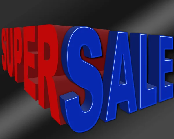 Lager Illustration - Superrea Banner - tecken, blå försäljning, 3d Illustration, isolerade mot svart bakgrund. — Stockfoto