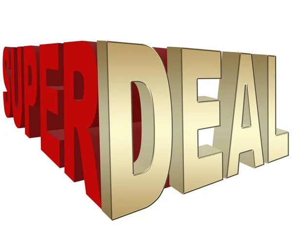 Stock Illustration - Super Deal Banner - Sign, Golden Deal, 3D Illustration, terisolasi dari Latar Belakang Putih . — Stok Foto