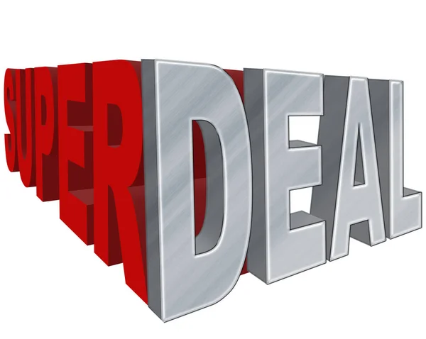 Stock Illustration - Super Deal Banner - Sign, Steel Deal, 3D Illustration, Isolated against the White Background.