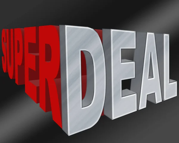 Stock Illustration - Super Deal Banner - Sign, Steel Deal, 3D Illustration, terisolasi dari Black Background . — Stok Foto