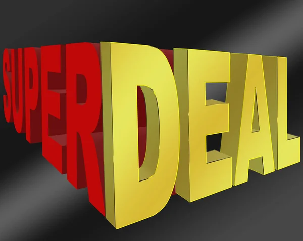 Stock Illustration - Super Deal Banner - Sign, Golden Deal, 3D Illustration, Isolated against the Black Background.