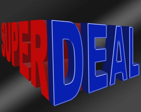 Illustrazione Stock - Super Deal Banner - Segno, Blu Deal, Illustrazione 3D, Isolato sullo sfondo nero . — Foto Stock