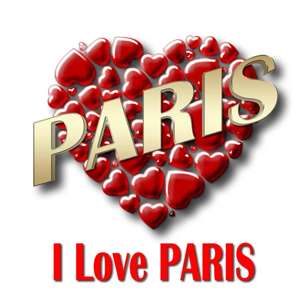 Illustrazione Stock - Love Paris, Illustrazione 3D, Isolato sullo sfondo bianco . — Foto Stock