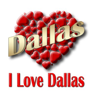Beyaz arka plan üzerinde hisse senedi illüstrasyon izole - aşk Dallas, 3d resim,.