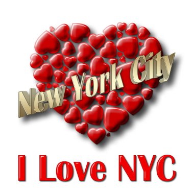 Beyaz arka plan üzerinde hisse senedi illüstrasyon izole - aşk New York City, 3d resim,.