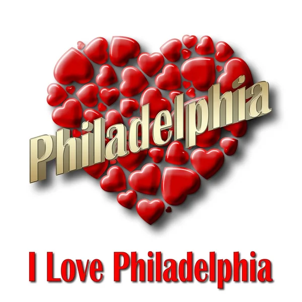 Beyaz arka plan üzerinde hisse senedi illüstrasyon izole - aşk Philadelphia, 3d resim,.