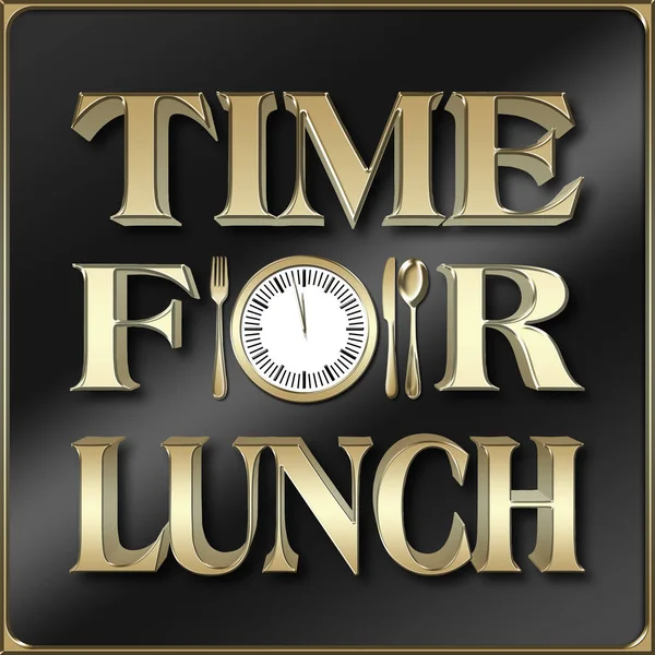 Stock Illustration - Time For Lunch 3D Illustration, Isolated against the Black Background.