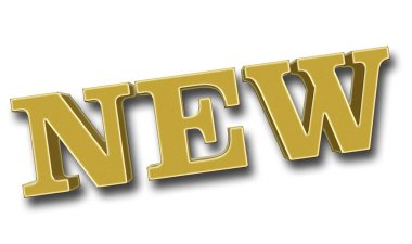 İllüstrasyon - büyük kalın altın Glitter yeni, stok 3d çizim, parlak beyaz arka planı.