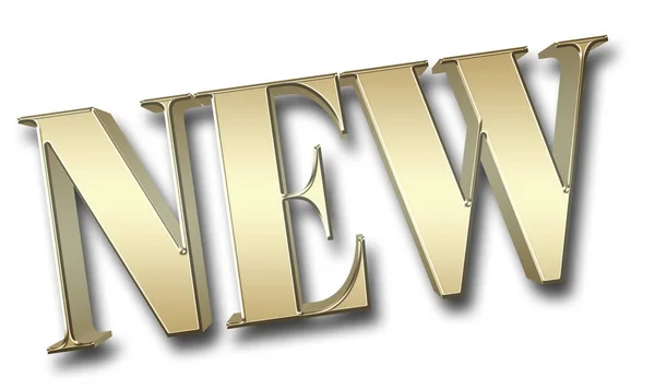 İllüstrasyon - büyük kalın altın yeni, stok 3d çizim, parlak beyaz arka planı.