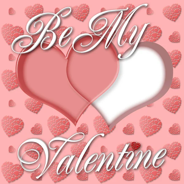 Stock Illustration - White Be My Valentine, Red, white and Pink Color Tones, 3D Illustration. — Stock Photo, Image