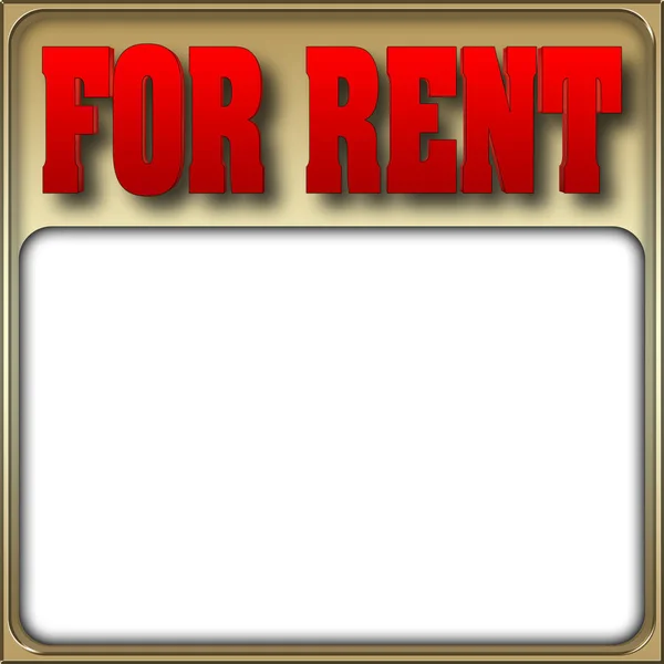 Stock Illustration - Bold Text FOR RENT, White Copy Space, 3D Illustration, Golden Background. — Stock Photo, Image