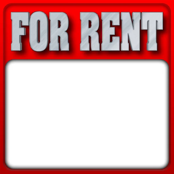 Stock Illustration - Bold Text FOR RENT, White Copy Space, 3D Illustration, Red Background. — Stock Photo, Image