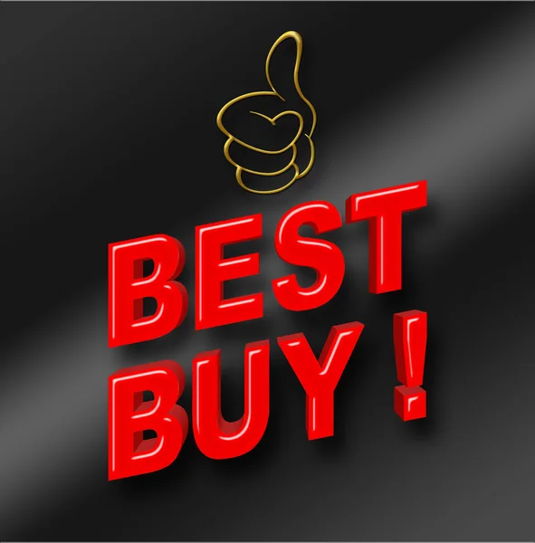 Ilustração de estoque - Melhor compra vermelha, Golden Glitter Thumb Up, Ilustração 3D . — Fotografia de Stock
