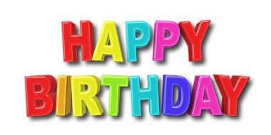 İllüstrasyon - büyük kalın renkli kutlu olsun, 3d resim, parlak beyaz arka planı stok.