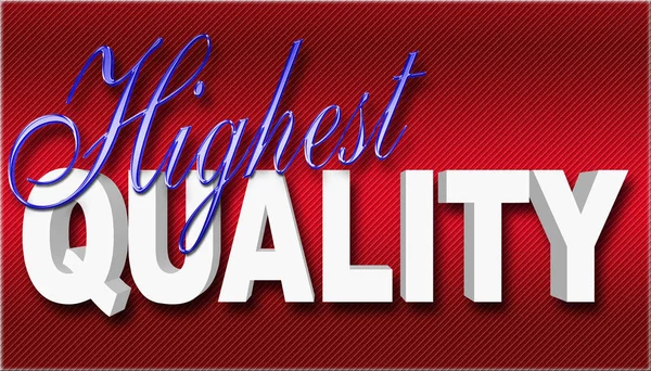 Aktienabbildung - höchste Qualität, blaues Metall höchste, weiße Qualität, 3D-Abbildung, roter Hintergrund. — Stockfoto