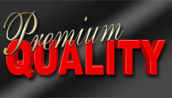 Aktienabbildung - hochwertige Qualität, goldene Premium, rote Qualität, 3D-Abbildung, schwarzer Hintergrund. — Stockfoto