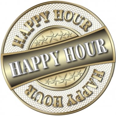 İllüstrasyon - altın Happy Hour, 3d çizim stok.