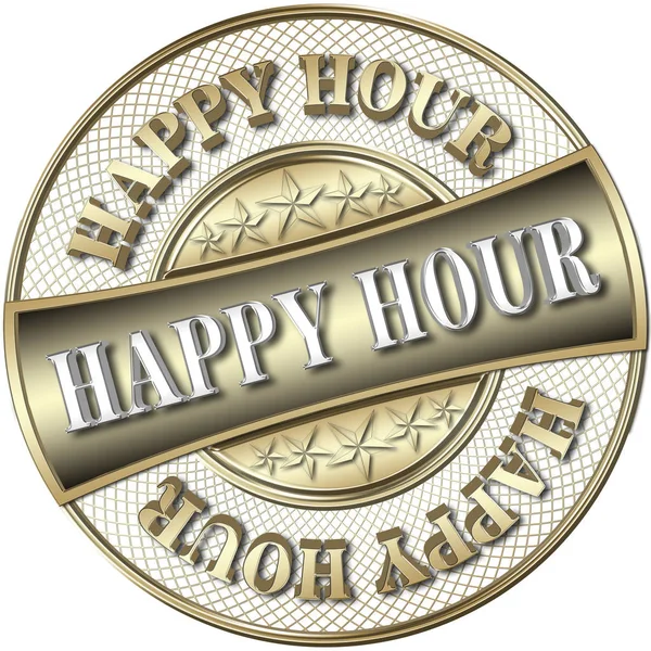 İllüstrasyon - altın Happy Hour, 3d çizim stok.