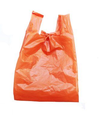 Beyaz arkaplanda plastik torba