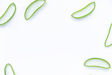 Beyaz arka planda Aloe Vera. Boşluk Kopyala