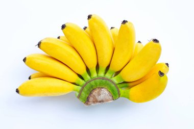 Beyaz arka planda izole edilmiş muz. Üst görünüm