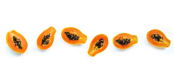 Papaya Fruit Witte Achtergrond Bovenaanzicht — Stockfoto