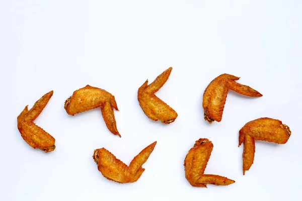 Fried Chicken Wings White Background Copy Space — Stock Photo, Image