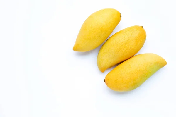 Tropische Früchte Mango Auf Weißem Hintergrund Ansicht Von Oben — Stockfoto