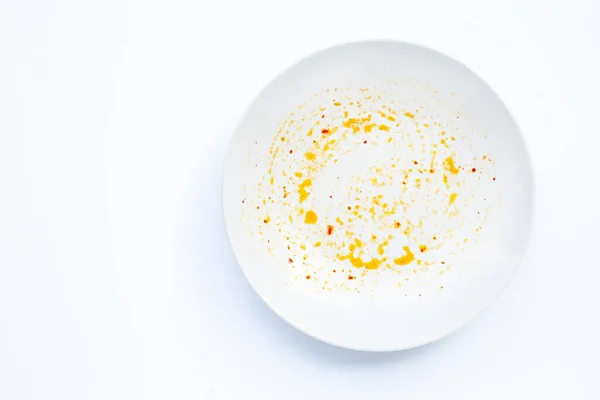 Dirty Dish White Background Top View — Stock Photo, Image
