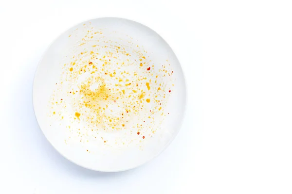 Dirty Dish White Background Top View — Stock Photo, Image