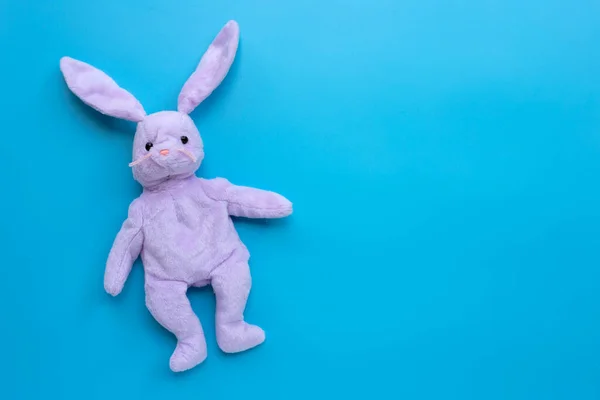 Іграшка Кроликів Синьому Фоні Копіювати Простір — стокове фото