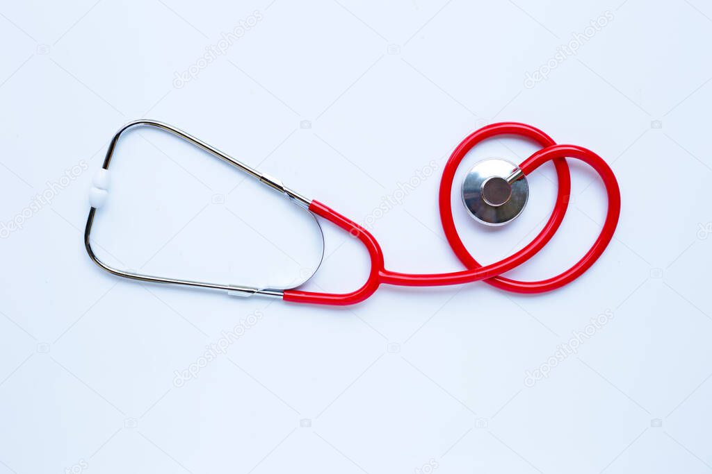 Stethoscope on white background. copy space