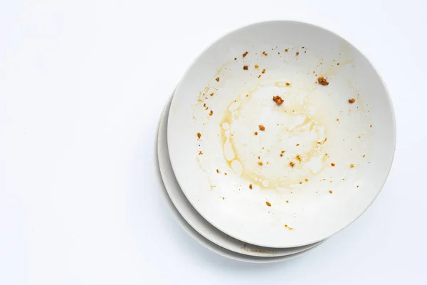 Грязные Блюда Белом Фоне Вид Сверху — стоковое фото