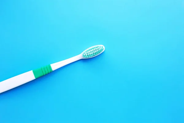Top View Toothbrush Blue Background Copy Space — Stock Photo, Image