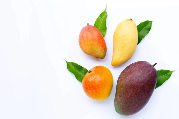 Fruits Tropicaux Mangue Sur Fond Blanc Vue Dessus — Photo