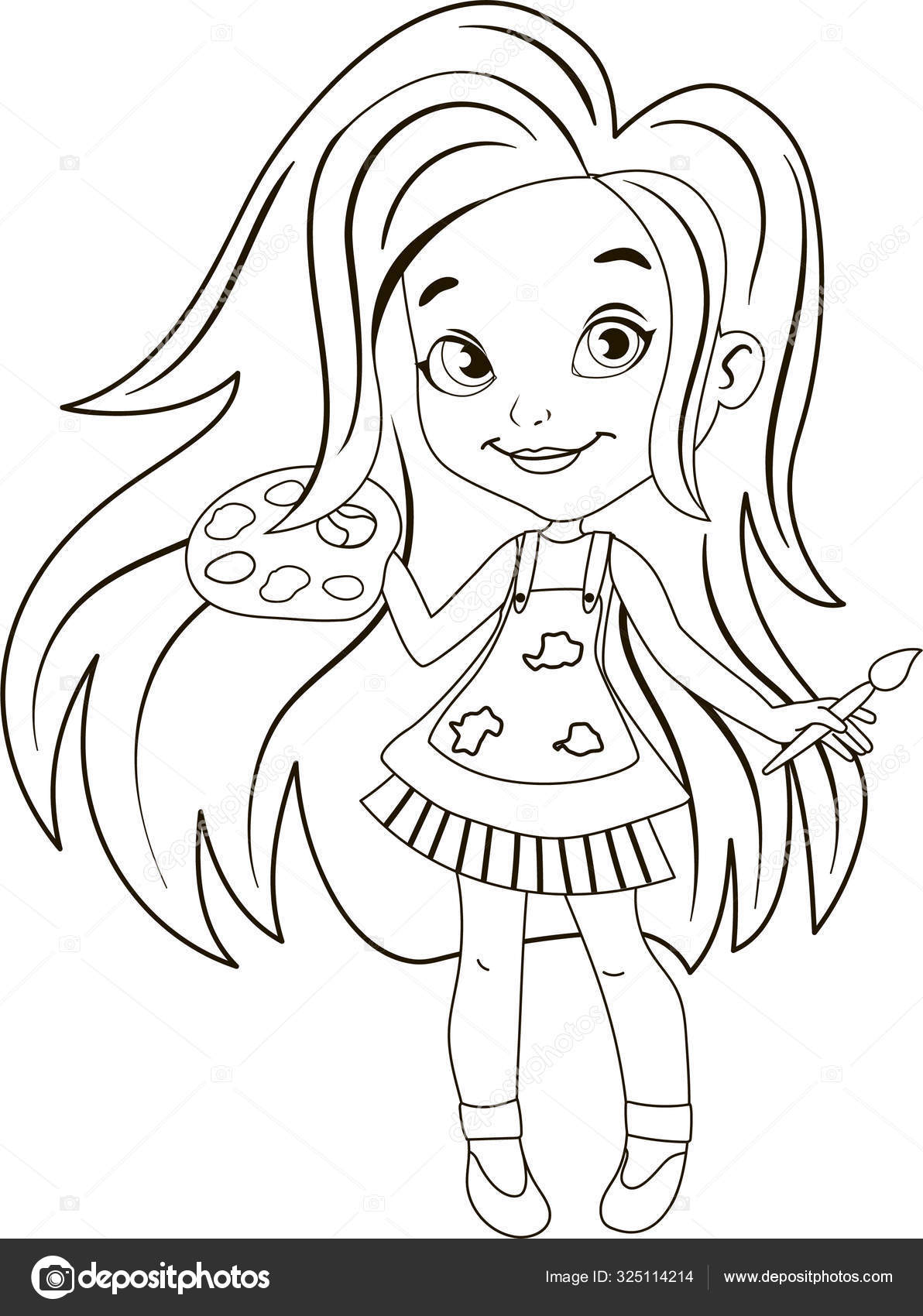 Desenho de princesa para colorir escova o cabelo personagem kawaii