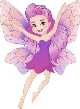 Kanatları olan sevimli pembe bahar perisi