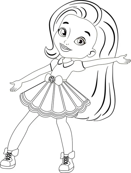 Kızıl saçlı güzel kız merhaba diyor. Çizgi film karakteri çizimi vektör çizimi. Seninle tanıştığıma memnun oldum..