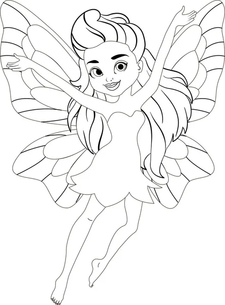 Uçmakta olan sevimli pembe bir bahar perisinin tasviri. Kanatlı güzel çizgi film kızı.