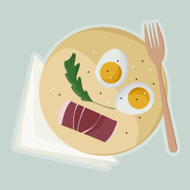 Hizmet pişmiş yumurta ve jambon