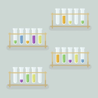 Test tüpleri ile renkli sıvı - vektör çizim