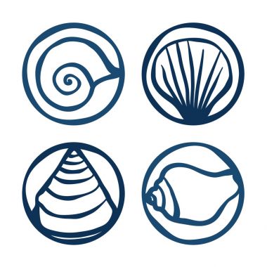 Kabuk pul - vektör çizim seti