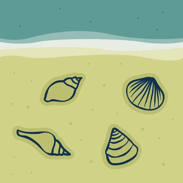 Inggris Seashells Sand Vector Illustration - Stok Vektor