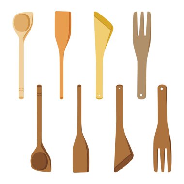 Tahta kaşıklar - vektör çizim seti