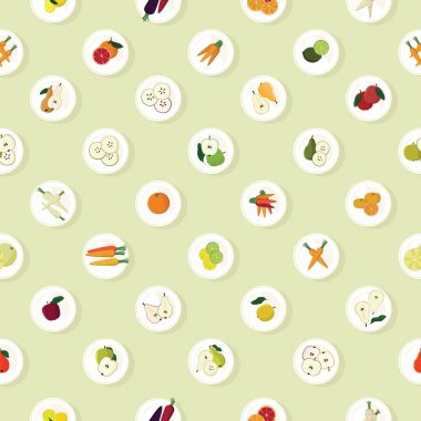 Meyve ve sebze Tabaklarda - vektör arka plan hizmet